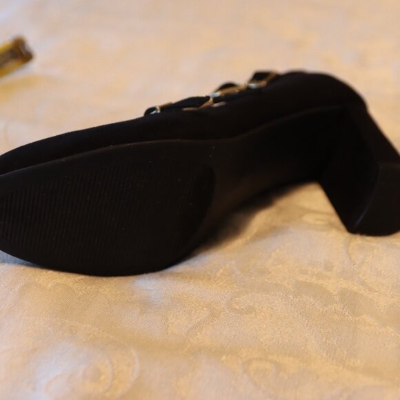 Lauren Blakwell Black Velvet Strappy High Heel Dress Shoe Size 8.5 - Picture 8 of 11